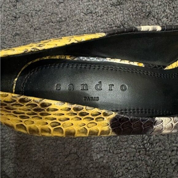 Sandro Paris Women Snake Print Python Pumps Heels Size 37 EU Yellow Black - Picture 8 of 9